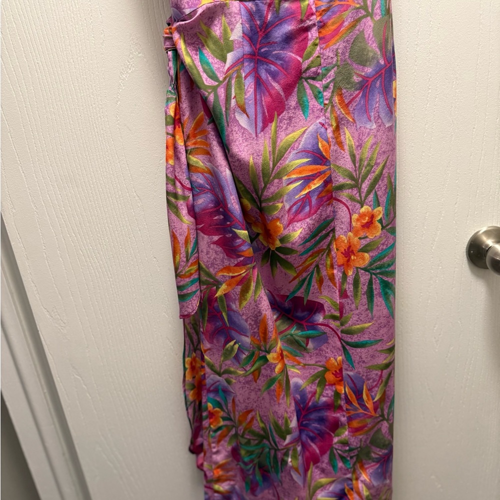 Robbie Bee Purple and Pink Floral Dress 100% Silk - Picture 8 of 8